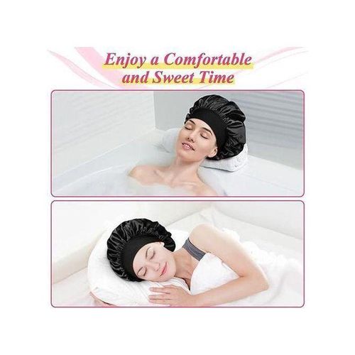 product_image_name-Generic-2PCS Wide Band Satin Hair Bonnet Sleeping Cap Hair Bonnet Satin Bonnet Silk Hair Cap-7