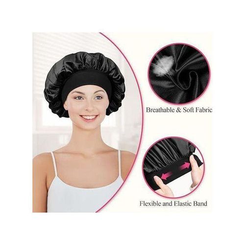 product_image_name-Generic-2PCS Wide Band Satin Hair Bonnet Sleeping Cap Hair Bonnet Satin Bonnet Silk Hair Cap-8