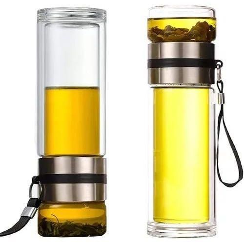 Generic 14oz Glass Tea Infuser Bottle and Water Bottle Separation Tea Bottle Mug Cup with Tea Infuser, Infusion Mug