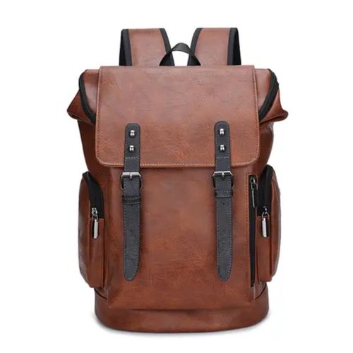 product_image_name-AD-Designer Classy Leather Backpack - Brown-1