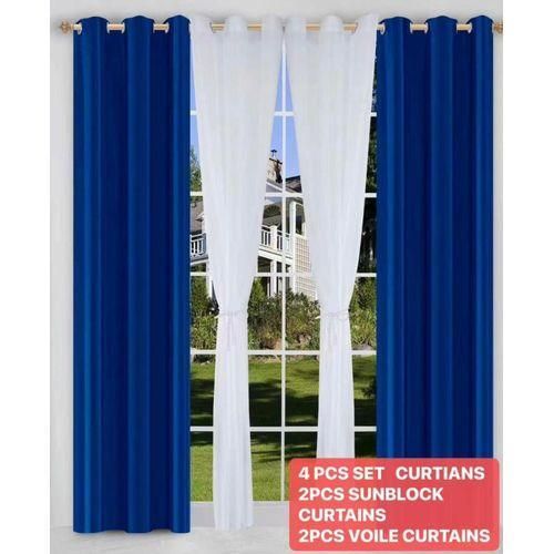 product_image_name-OMAMA HOME TEXTILE-2-in-1 Double Sheer Red Window Curtain with Blackout Inner Panel – Blue & White-1