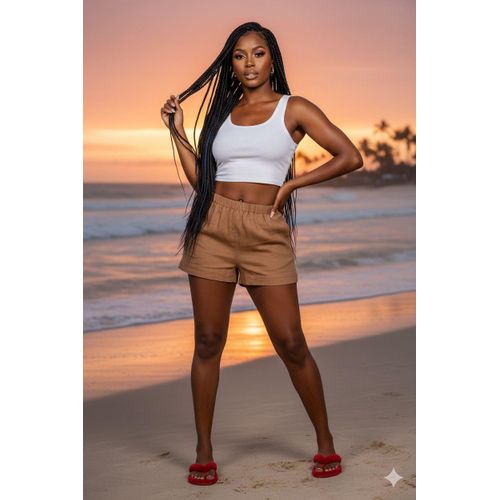 product_image_name-Generic-Elastic Lounge Shorts - Beige-3