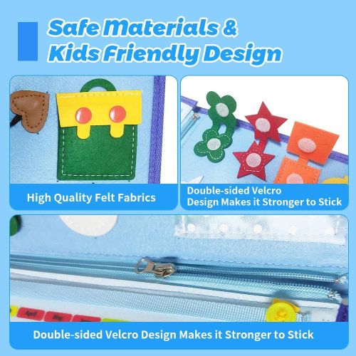 product_image_name-Generic-Children's Felt Busy Board, Montessori Educational Learning Board Toy, Preschool Activity Board-7