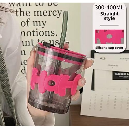 product_image_name-Generic-Creative Style Portable Glass Drinking Souvenir Mug - 350ml Pink-6