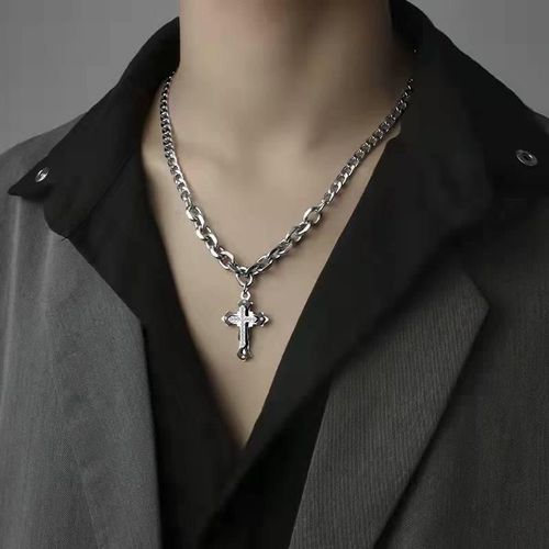 product_image_name-Fashion-Hip Hop Titanium Steel Cross Pendant Necklace For Men-1