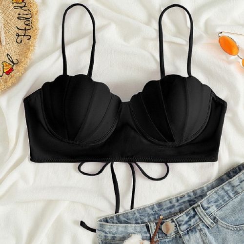 Shop Generic Women's Pearl Sling Bikini Suit Gradient Mermaid Shell Pearl  Bra Swimsuit with Cushion Push Up Swimsuit Sea Speed Dry Sexy Black Online