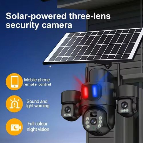 Generic 3-Lens 4G Sim Solar Security Camera System - Black - image 5