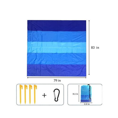 product_image_name-TodyJeyHo-Beach Blanket Waterproof Sandproof Beach Mat 79" X 83" /10'x9'for 2-8 Adults Quick Drying Outdoor Picnic Mat Beach Accessories for Travel, Camping, Hiking-6