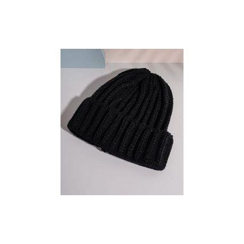 product_image_name-White Label-Knitted Woollen Beanie - Black-1