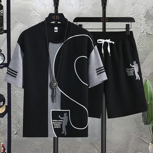 product_image_name-Fashion-2pcs Men's Short-sleeved T-shirt+Shorts Set, Fashion Sports Suit-2