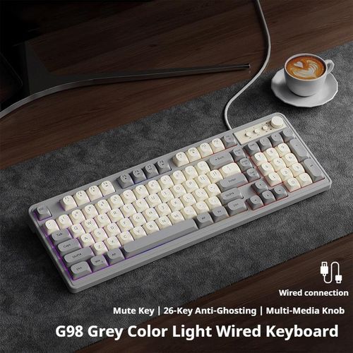 product_image_name-General-G98  Wired silent keyboard with colorful lights, 98 key layout, mechanical feel-Grey-3