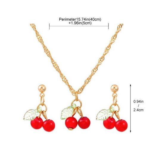 product_image_name-Fashion-Women's Jewelry Set Red Cherry Necklace and Earrings Two-Piece Set Exquisite Accessories-5