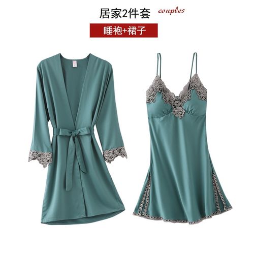 Silk Sleepwear Gowns Set Bathrobe, Robe, Night Dress For