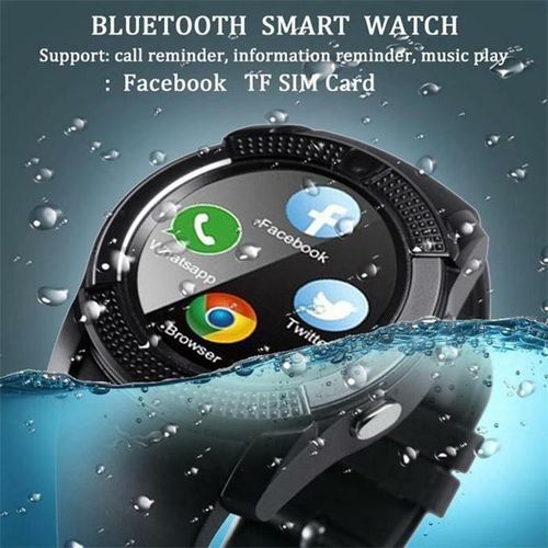 product_image_name-Generic-V8 Smart Watch Support TF SIM Card Call Camera Sports Bracelet Bluetooth Compatible Smart Watch - Black-2