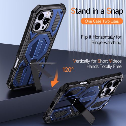 product_image_name-Generic-Iphone 12 / Iphone 12 Pro Heavy-Duty, ShockProof, Military Grade, Rugged Armour Case With MAGSAFE Support And Invisible Foldable Stand - Blue -2
