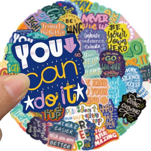 product_image_name-Fashion-50pcs cartoon inspirational English stickersSet for Laptop, Phone, Guitar, Toy, Motorcycle, Skateboard, Outdoor Travel Water Bottle, Car, Bicycle+1pcs Mobile phone type c interface protective case -1