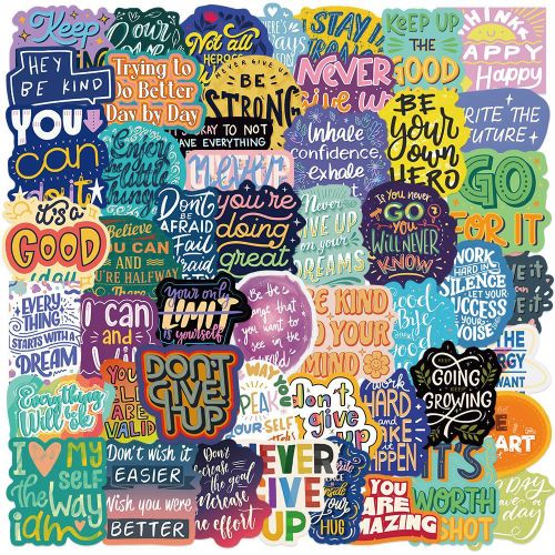 product_image_name-Fashion-50pcs cartoon inspirational English stickersSet for Laptop, Phone, Guitar, Toy, Motorcycle, Skateboard, Outdoor Travel Water Bottle, Car, Bicycle+1pcs Mobile phone type c interface protective case -6