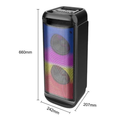 AD Portable High Definition Wireless Bluetooth Party LED Speaker Player + Microphone - Black - image 4