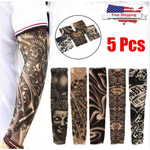 product_image_name-A Design-5pcs Artificial Tattoo Sleeve for Men's T - Shirt - Multicolours -1