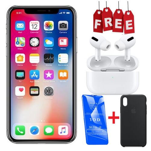iPhone X - 64GB HDD - 3GB RAM - Silver + Free Airpods Pro + Cover + Protector