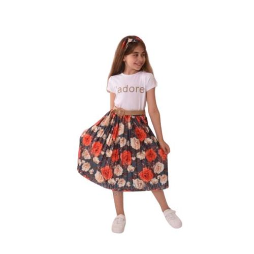 product_image_name-Generic-Adorable round neck shirt with floral skirt - white and multicolor -1