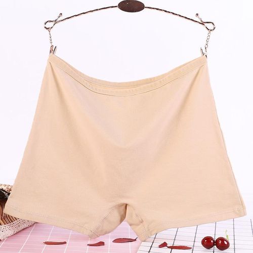 product_image_name-Fashion-3 Piece Women's Plus Size Underwear Cotton Soft Boyshorts Panties Boxer Briefs (Blakc+Pink+Skin)-3