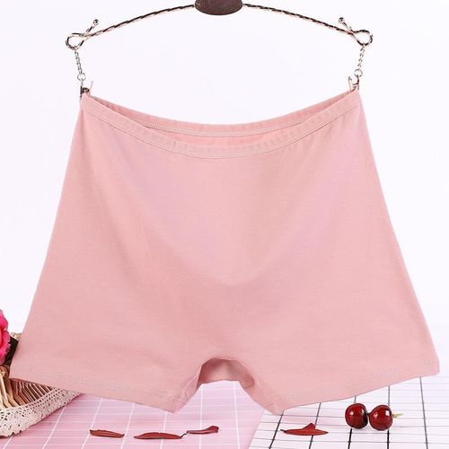 product_image_name-Fashion-3 Piece Women's Plus Size Underwear Cotton Soft Boyshorts Panties Boxer Briefs (Blakc+Pink+Skin)-4