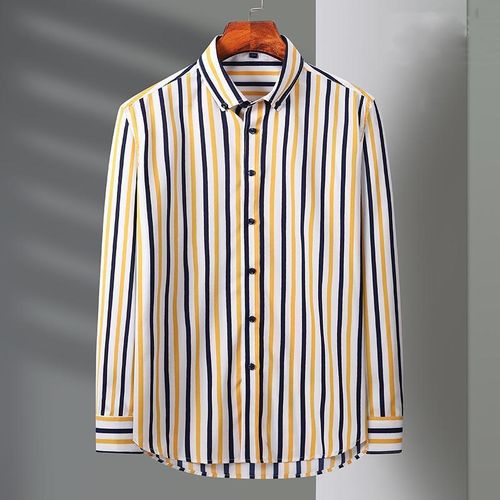 product_image_name-Banagat-Men's Dress Shirts Long Sleeve Button Down Shirt Striped Business Casual Formal Shirt Mens Clothes Multi-4