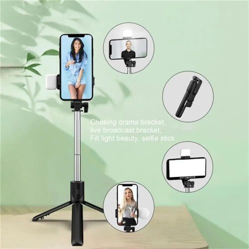 product_image_name-Generic-3-in-1 Bluetooth Selfie Stick Tripod with LED Fill Light & Remote Shutter, Portable for iPhone & Android-4