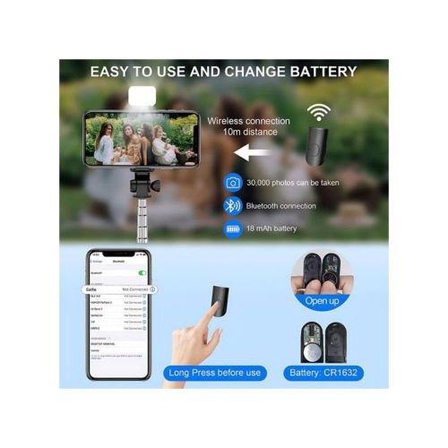 product_image_name-Generic-3-in-1 Bluetooth Selfie Stick Tripod with LED Fill Light & Remote Shutter, Portable for iPhone & Android-7