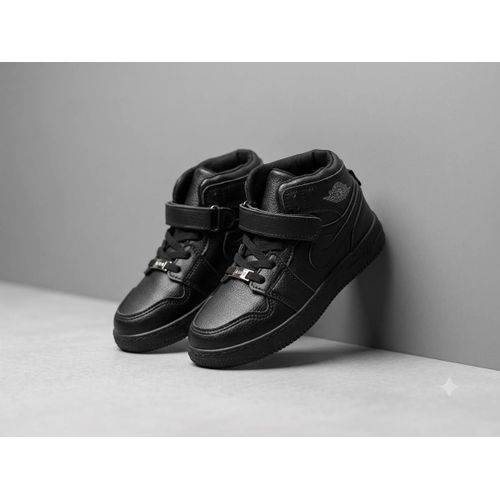 Haki Boys black school shoe