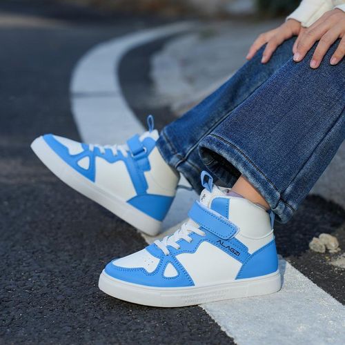 product_image_name-ALagzi-2025 Children's Fashion Velcro Design Non-Slip High-Top Casual Sneakers - Blue-3