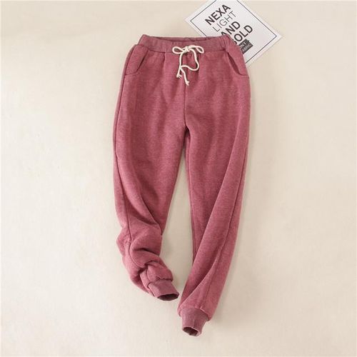 Shop Fashion Women's thick and plush warm solid color pants Online
