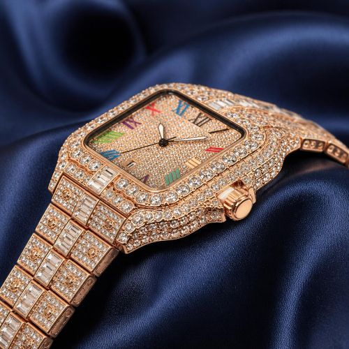 Generic Royal Rainbow Empire Iced Out Square Watch - Premium Gold Edition - image 5