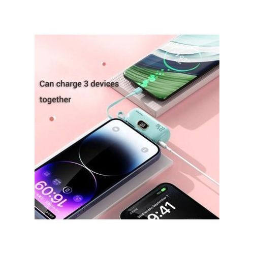 Generic 10000mAh Mini Capsule Power Bank Lightning Plug with 22.5W Built-In Fast Charging Type-C Cable - White - image 3