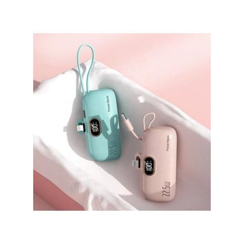 Generic 10000mAh Mini Capsule Power Bank Lightning Plug with 22.5W Built-In Fast Charging Type-C Cable - White - image 7