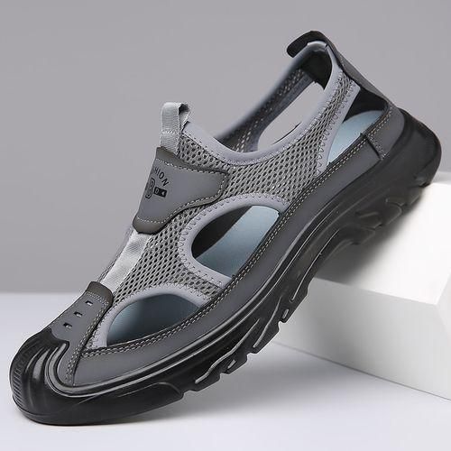 product_image_name-GALUIN-Men's Breathable Sandals Slippers Half Casual Open Shoes n-grey-4