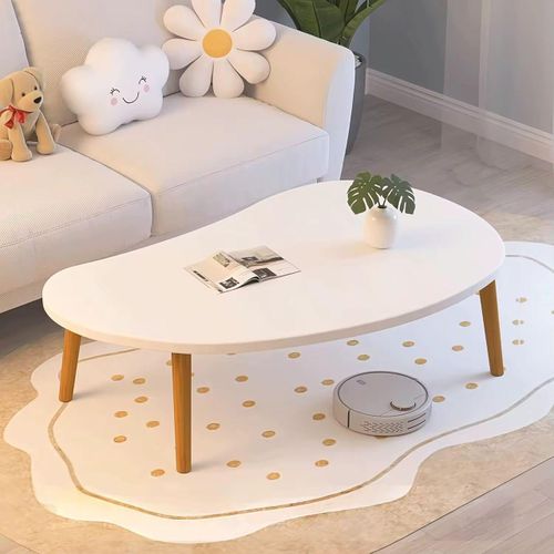 product_image_name-Generic-Mango Shaped 100cm Wood Center Table-White/Brown-2