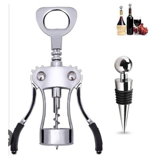 AD Multifunctional Champange and Bottle Opener With Stopper  - Sliver - image 2