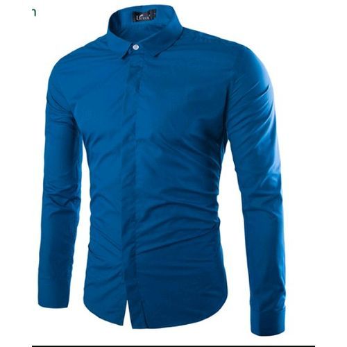 Shop Cerrbelos Spread Collar Long Sleeves Shirt - Royal Blue Online ...
