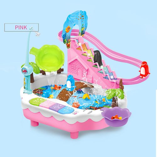 Shop Generic Kids Toys Electric Water Cycle Electric Magnetic Toy Penguin Climb  Stairs Track Music Piano Light Electric Pink Online