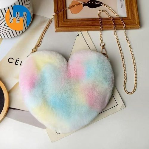 product_image_name-HUAHUA-New imitation rabbit fur heart-shaped plush bag with gradient color versatile crossbody bag heart-shaped chain single shoulder handheld-1