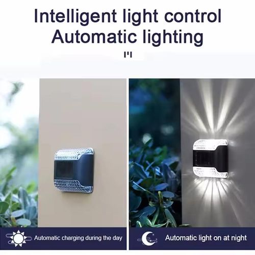 product_image_name-Generic-4pcs White waterproof LED solar lamp, outdoor garden environmental lighting decoration, lifting lamp, staircase, courtyard fence, color-changing wall lamp-5