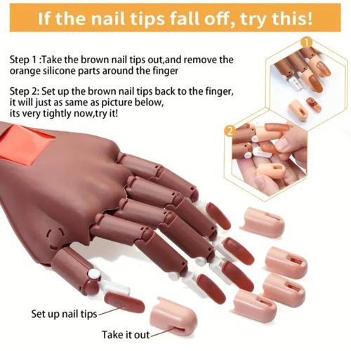 product_image_name-Makeup Academy-Innovative Design Adjustable Nail Training Hand For Independent Learning-100 Detachable & Disposable Nail Tips Art Beginner Nail Practice Hand-1