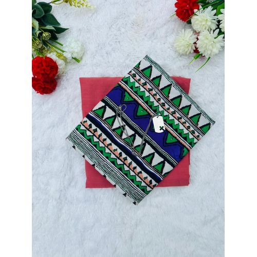 product_image_name-Generic-1* Plain and pattern fabrics set-Peach multicolour.-1