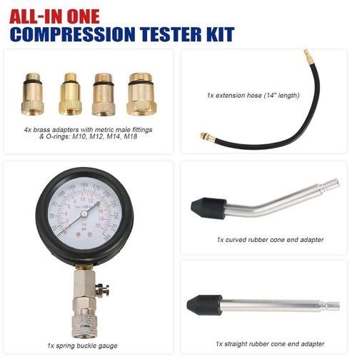 Generic 8 Piece Compression T ester Kit Petrol Gas Engine Cylinder Pressure G auge - image 3