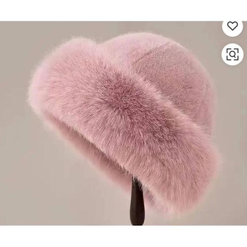Fashion Luxury Fluffy Bucket Hat – Soft Fur Cap - Pink