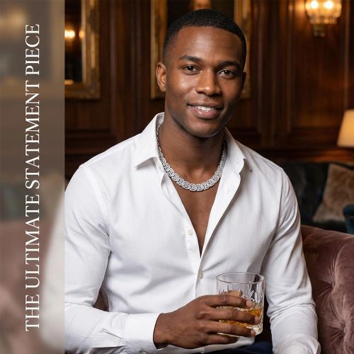 product_image_name-ARHANORY-Men's Necklace 50cm Iced Out Miami Cuban Link Chain Hip Hop - Silver-2