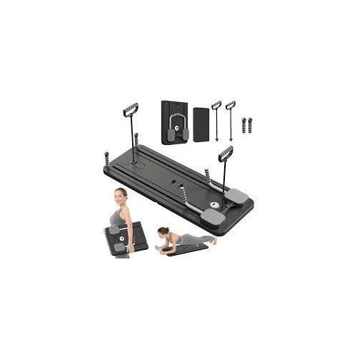 product_image_name-Generic-Multifunctional Pilates Abdominal Training Board with Resistance Bands, Ab Roller Wheel, Push-Up Board, and Knee Mat - Gray /black-2