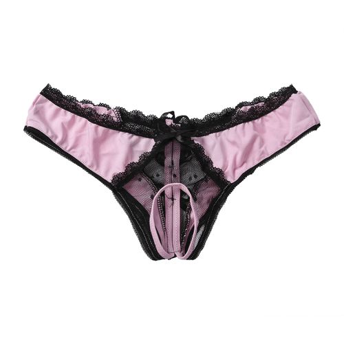 Women Lace Panties Open Crotch Underwear Crotchless Lingerie Floral Brief  US 、